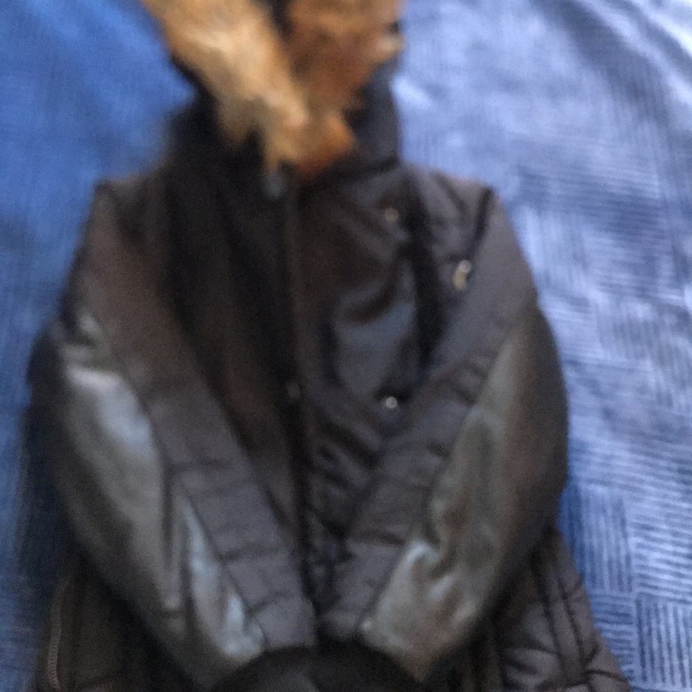 Black Coat with Faux Fur Hood